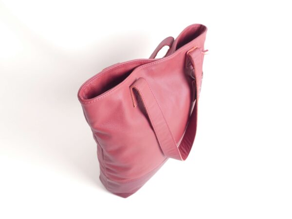 shopper femke -rood leer in twee kleurtonen - tas van sas