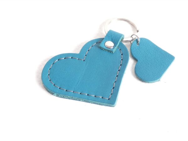 sleutelhanger hart - turquoise leer - tas van sas