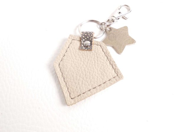 sleutelhanger huis - beige leer - tas van sas