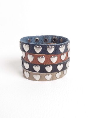 armband hartjes - bruin -blauw - zwart - beige leer - tas van sas-